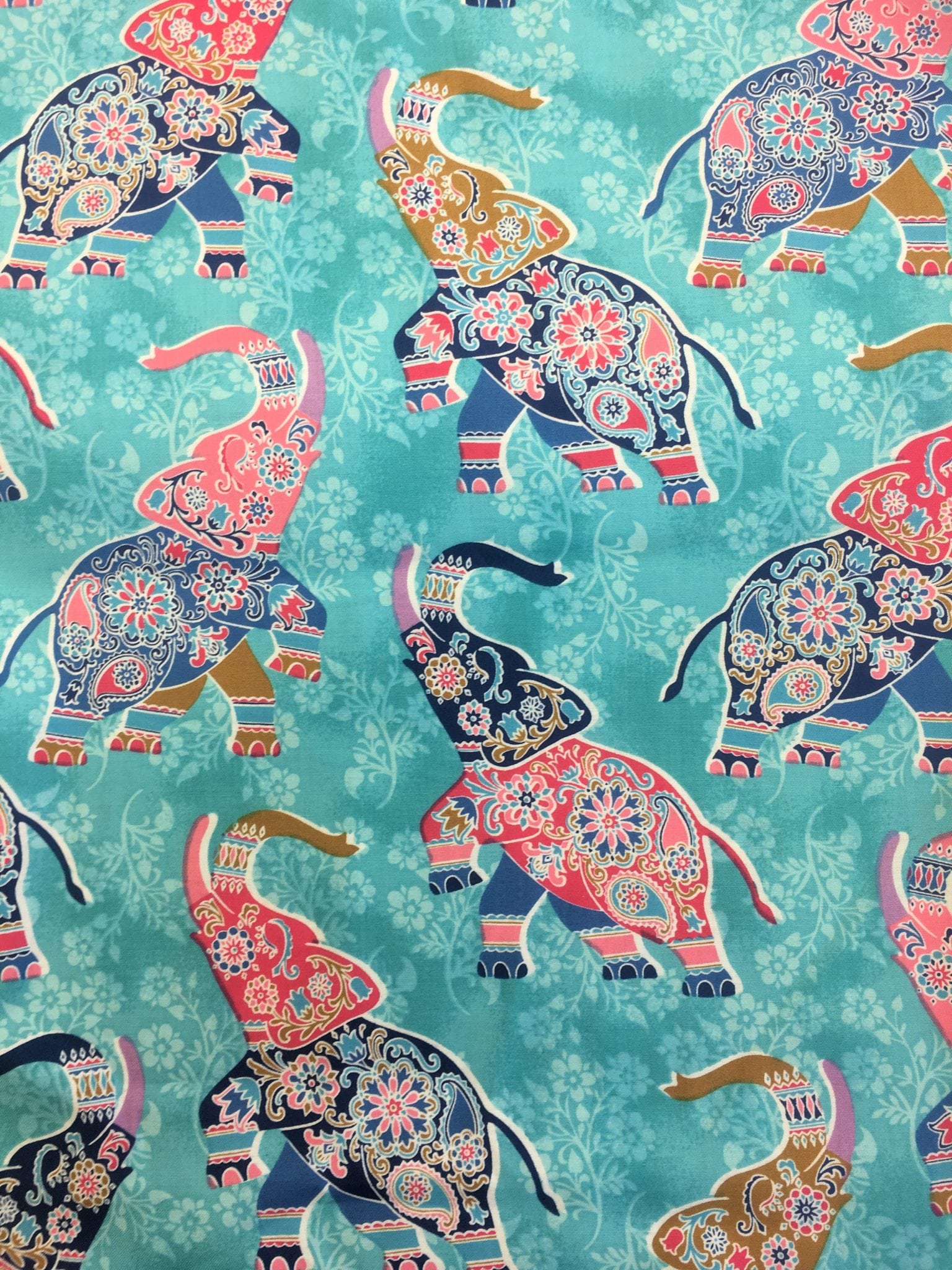 Fabric Swatch Bright Elephants
