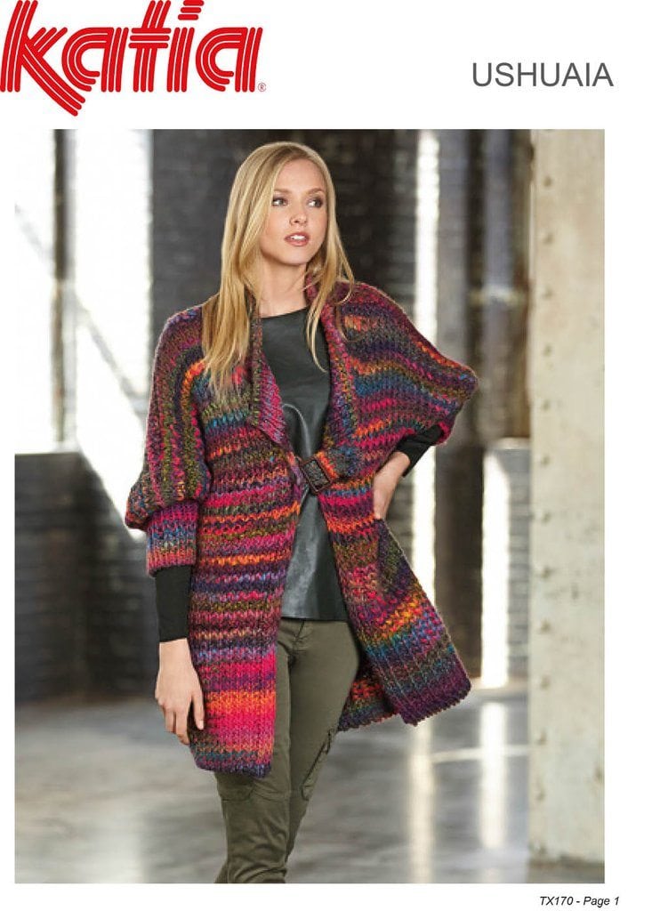 Katia Ushuaia tx170 lady's belted jacket knitting pattern