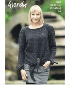 Wendy Harris Double Knit Ladys knitting pattern 6082 tied jumper