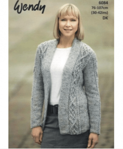 Wendy Harris Double Knit Ladys knitting pattern 6084 knot chain cardigan