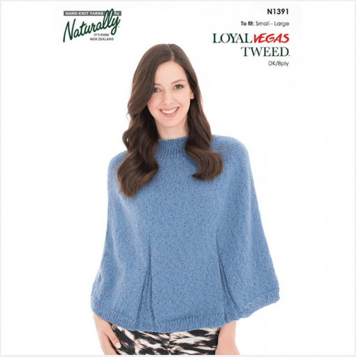 Naturally loyal vegas tweed women's knitting pattern N1391 Panelled Cape