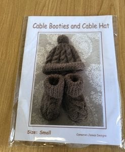 FIBRESPACE Sheepskin Soles for Booties - With cable hat and bootie pattern size Small