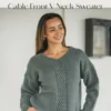 V Neck Cable Front Sweater 2305 | Crucci Women's Knitting Pattern DK