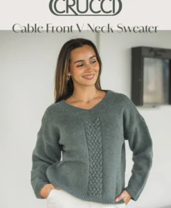 V Neck Cable Front Sweater 2305 | Crucci Women's Knitting Pattern DK