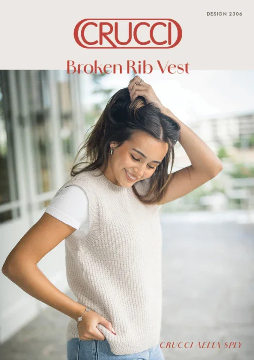 Broken Rib Vest 2306 | Crucci Women's Knitting Pattern DK