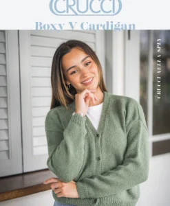 Boxy V Neck Cardigan 2307 | Crucci Women's Knitting Pattern DK