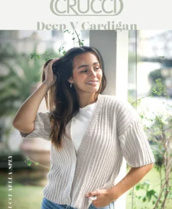 Deep V Neck 3/4 sleeve Cardigan 2308 | Crucci Women's Knitting Pattern DK