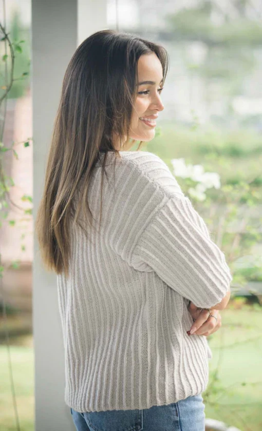 Deep V Neck 3/4 sleeve Cardigan 2308 | Crucci Women's Knitting Pattern DK - Image 2