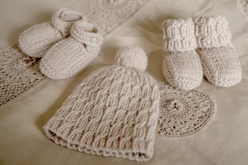 Scout Beanie and Shoes BC61 | Lisa F Knitting Pattern DK
