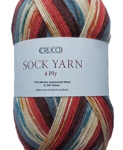 Crucci 4 ply Sock 100g| Superwash Merino/Nylon blend