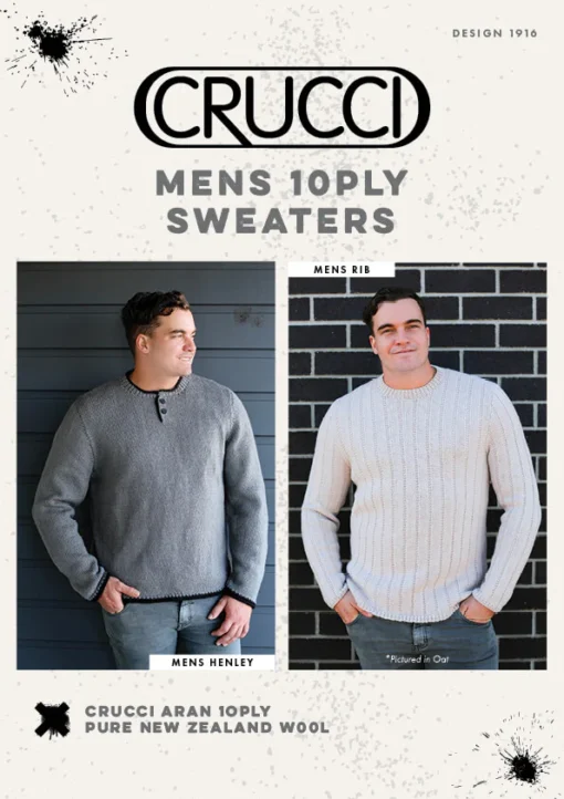 Men's 10 ply Sweatesr 1916| Crucci Knitting Pattern