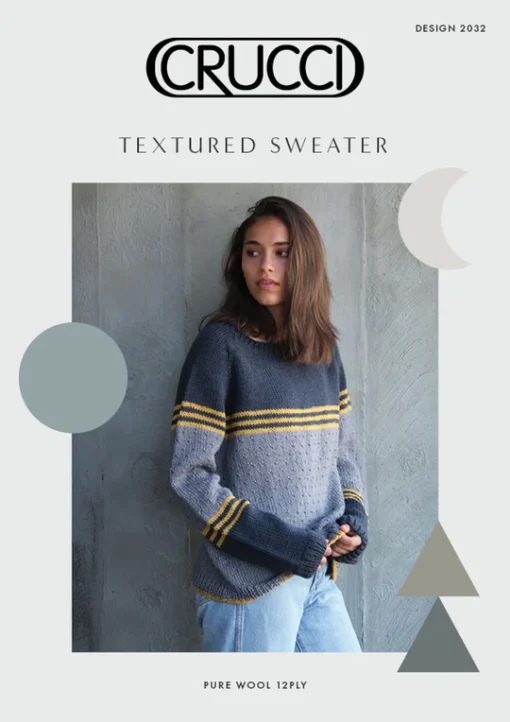 Textured Stripe Sweater 2032 | Crucci Women's Knitting Pattern 12 ply