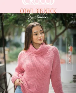 Cowl Neck Rib Sweater 2310 | Crucci Women's Knitting Pattern DK
