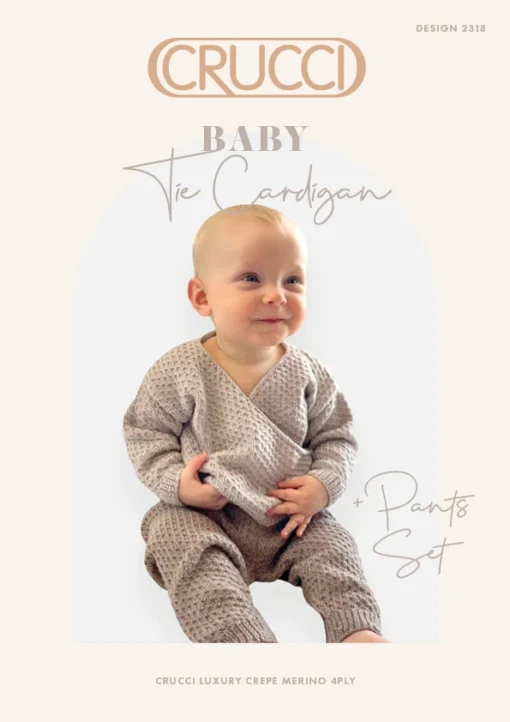 Baby Tie Cardigan & Pants set 4 Ply| Crucci  knitting pattern