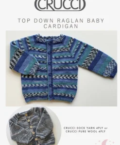 Top Down Raglan Baby Cardigan 4 Ply| Crucci  knitting pattern