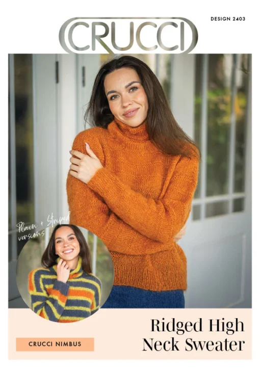 Ridged High Neck Sweater | Crucci  knitting pattern 2403