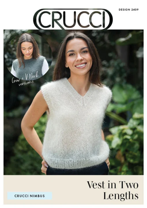 Nimbus Mohair Vest - V or Crew neck| Crucci  knitting pattern 2409