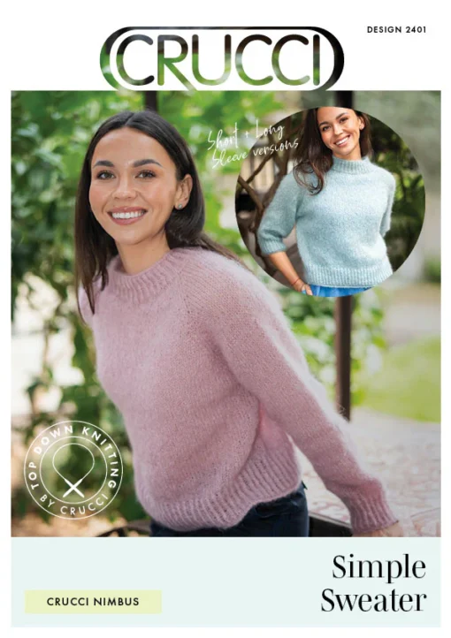 top down simple sweater 12 ply mohair | crucci knitting pattern 2401