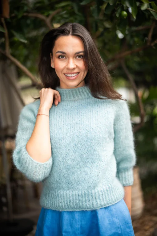 top down simple sweater 12 ply mohair | crucci knitting pattern 2401