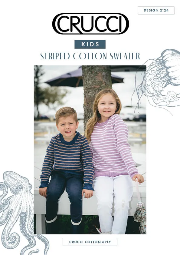 kids striped raglan sleeve dk sweater | crucci knitting pattern