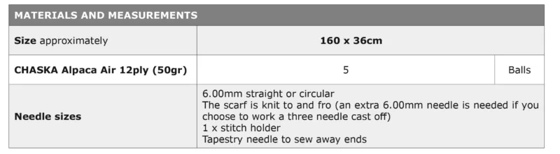 n1797 chaska alpaca air 12 ply rib & lace zig zag wrap| knitting pattern paper copy or pdf download