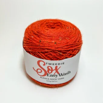 tweedie sox easy wash alpaca sock yarn 4 ply 100g| alpaca/nylon/donegal tweed 2095 brick