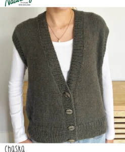 n1799 buttoned easy fit waistcoat| 12 ply knitting pattern paper copy or pdf download