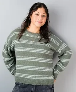 stripe & eyelet sweater halo 8 ply brushed alpaca knitting pattern 3308 (copy)