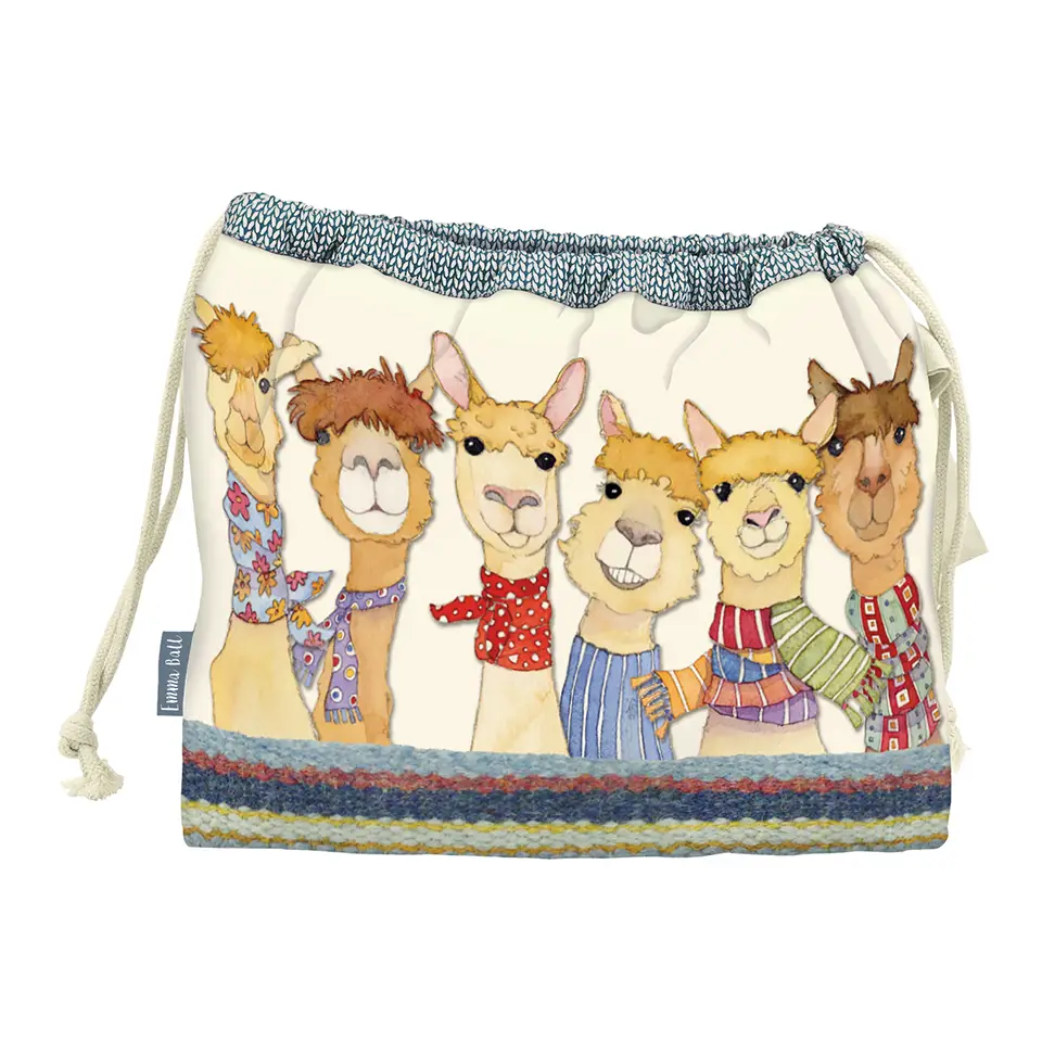 emma ball | seagulls in beanies drawstring bag