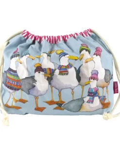 emma ball | seagulls in beanies drawstring bag